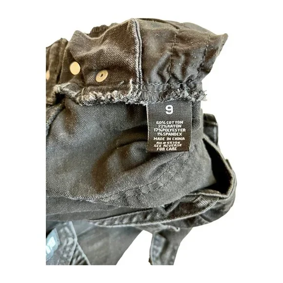 Blue Spice Black Distressed Denim Overalls with Rips and Holes //Junior Size 9 - Picture 8 of 9